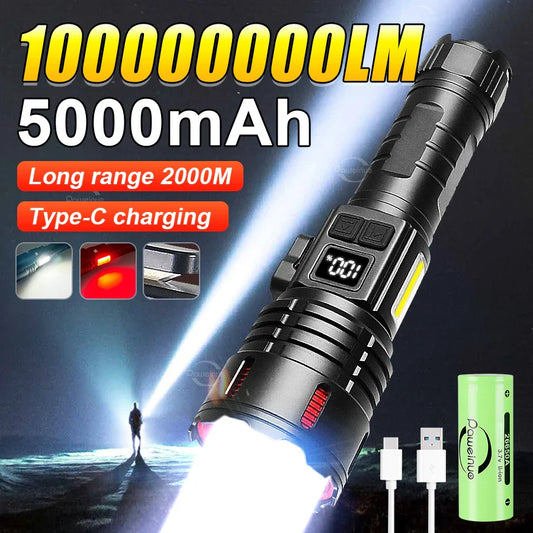 2024 1000000LM High Power Rechargeable LED Flashlight